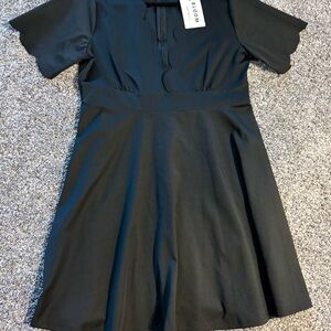 BloomChic Black Scalloped Mini Dress